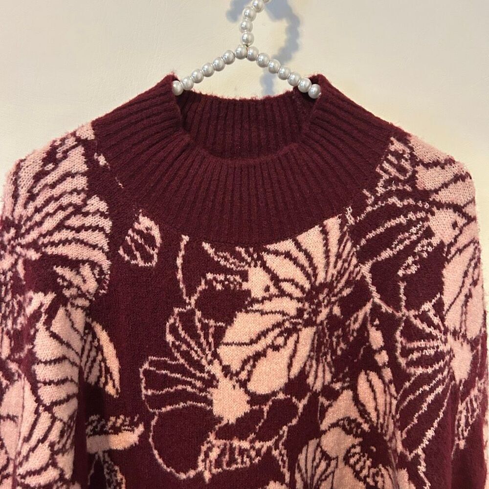 Liz Claiborne pink and maroon Floral Sweater Pull Over Women's Plus Size 2X NWT - Picture 7 of 11